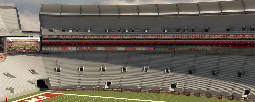 Rendering of the big screen after Saban Field at Bryant-Denny Stadium renovations