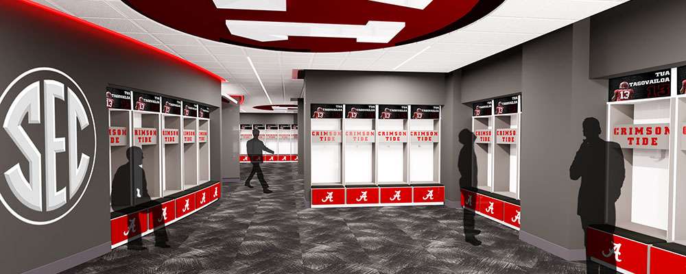 Rendering of the locker room after Saban Field at Bryant-Denny Stadium renovations
