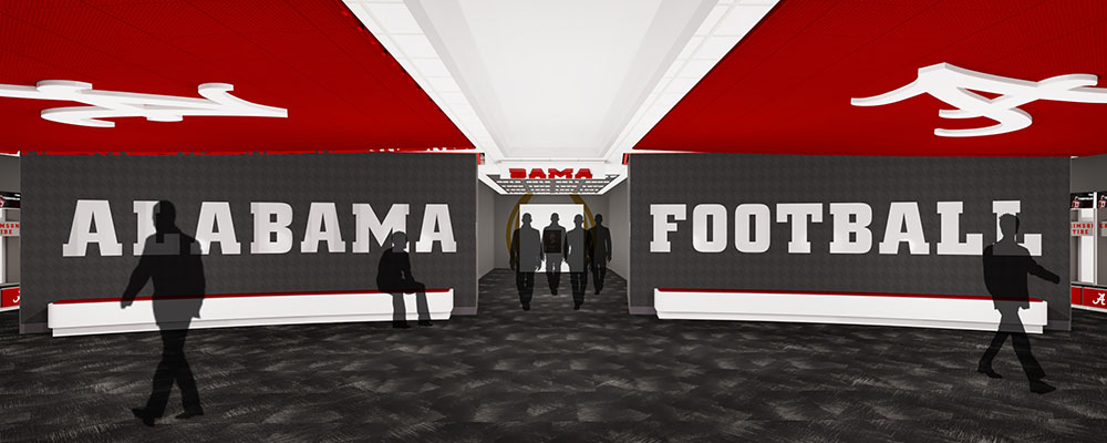Rendering of the locker room after Saban Field at Bryant-Denny Stadium renovations